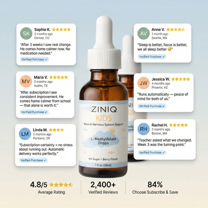 ZINIQ™ Kids - L Methylfolate, Natural Nervous System Support  Help Your Child Settle. Feel Safe at Home Again.