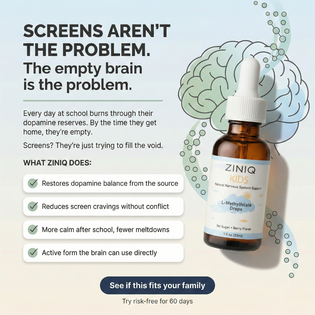 ZINIQ™ Kids - L Methylfolate, Natural Nervous System Support  Help Your Child Settle. Feel Safe at Home Again.