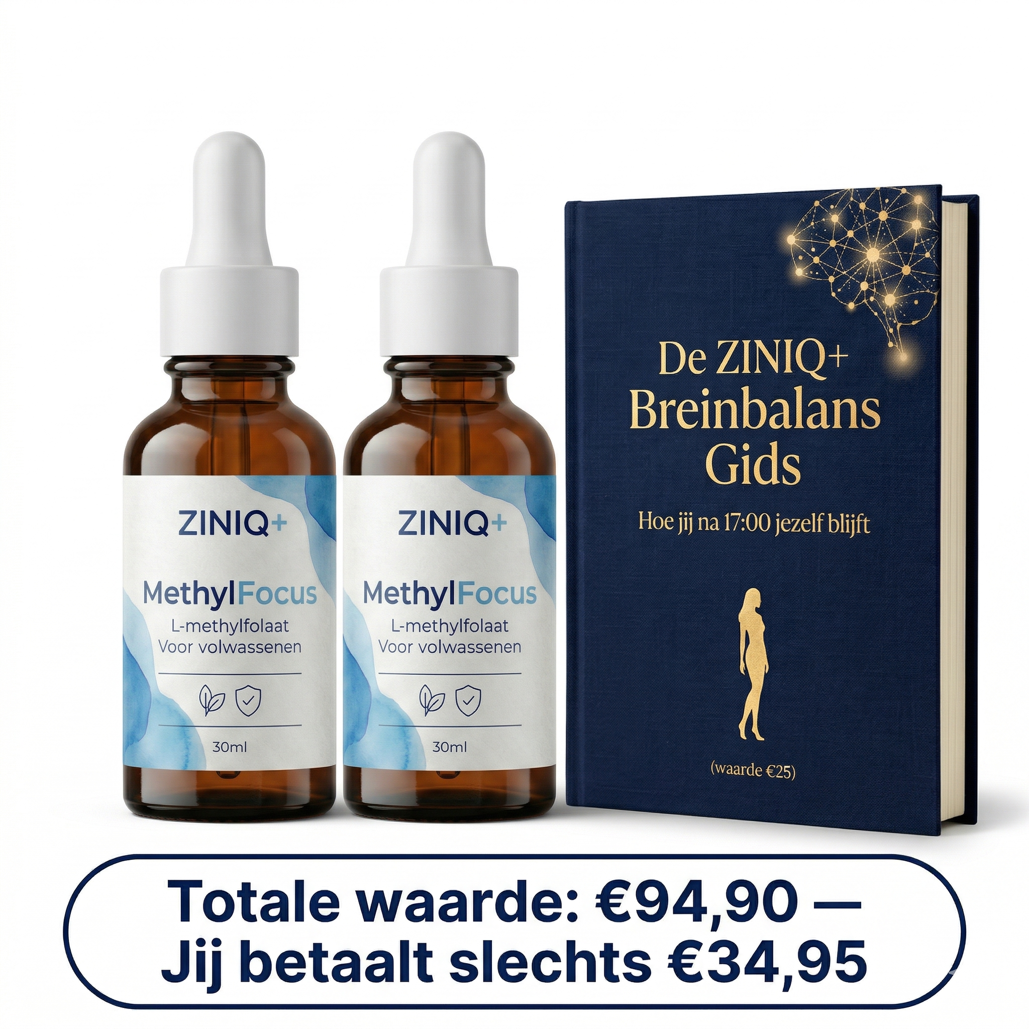 ZINIQ+ MethylFocus Volwassenen | Geactiveerd folaat voor rust, focus en mentale veerkracht